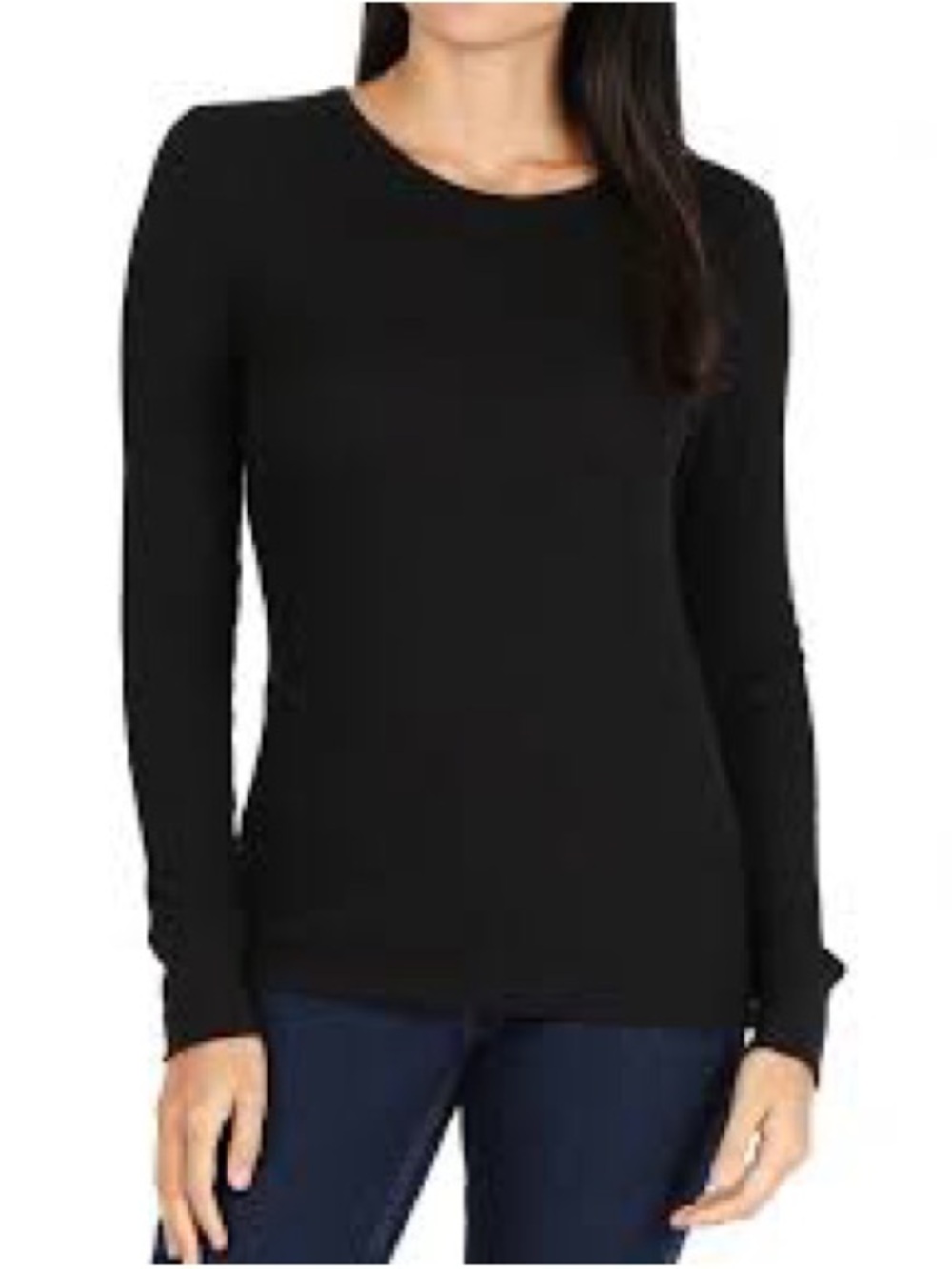 Bozzolo Black Long Sleeve Crewneck Top